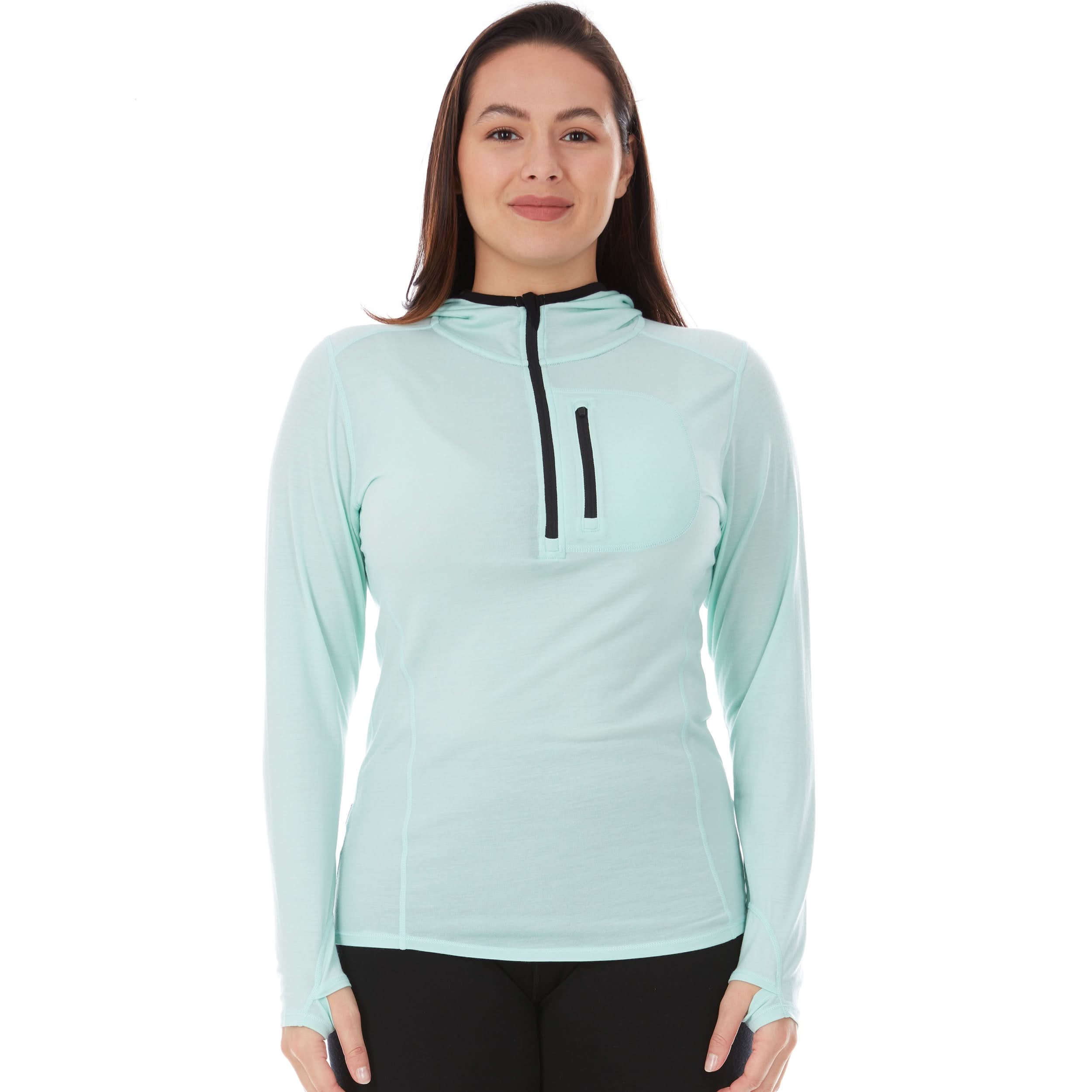 新品　BRIEFING　MERINO HIGH NECK HOODIE Merino Wool Lightweight Half Zip Pullover for Women | Meriwool