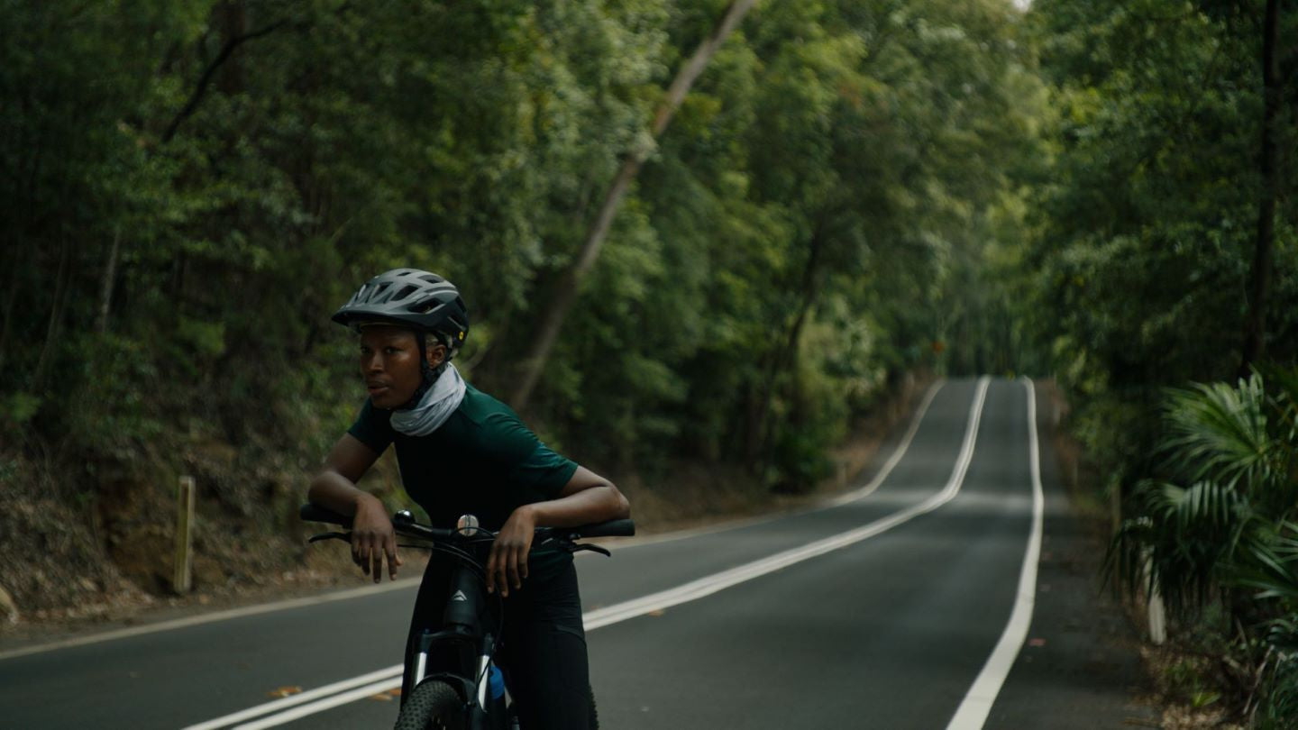 Feel Merino Wool Campaign, The Woolmark Company, Minus33 Multiclava, Cyclist on the road wearing minus33