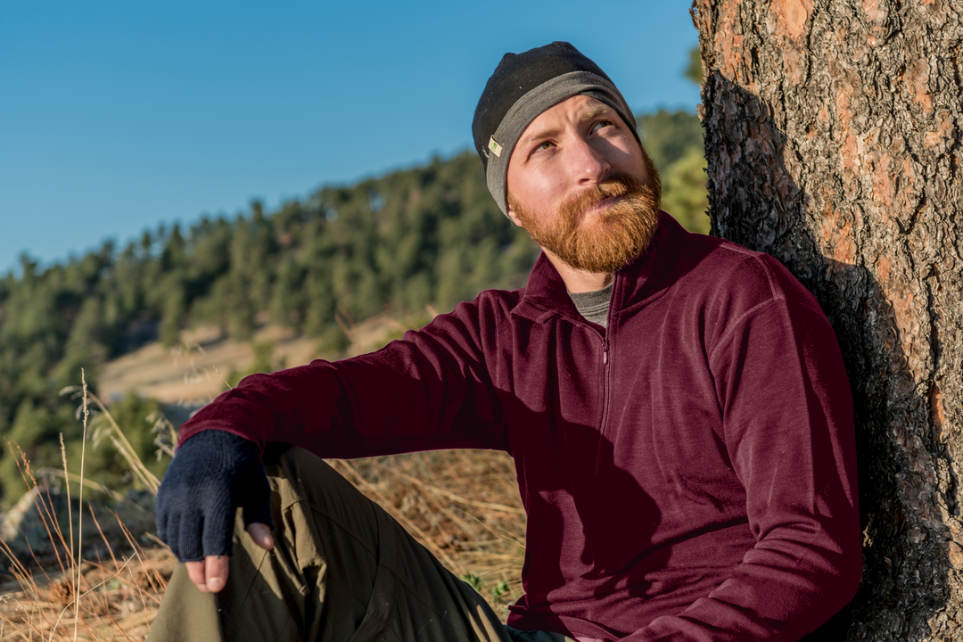 Merino Wool 1/4 Zip, Burgundy Base layer, Minus33 burgundy