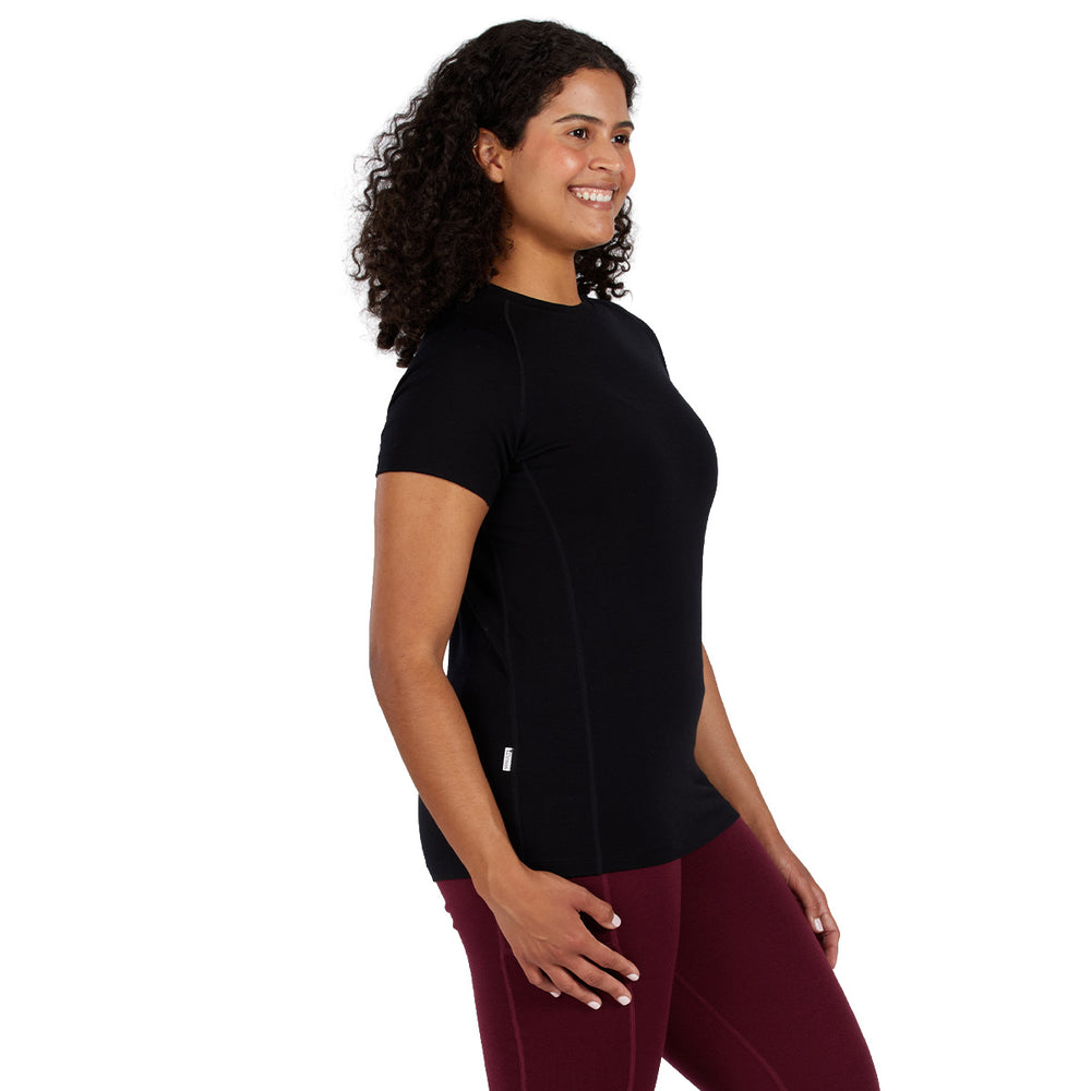 best merino wool T-Shirt for women. Lightweight summer breathable shirt. #color_black