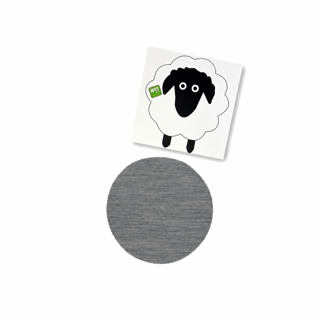 Merino wool clothing patch repair kit, set of repair patches shown flat on a white background 