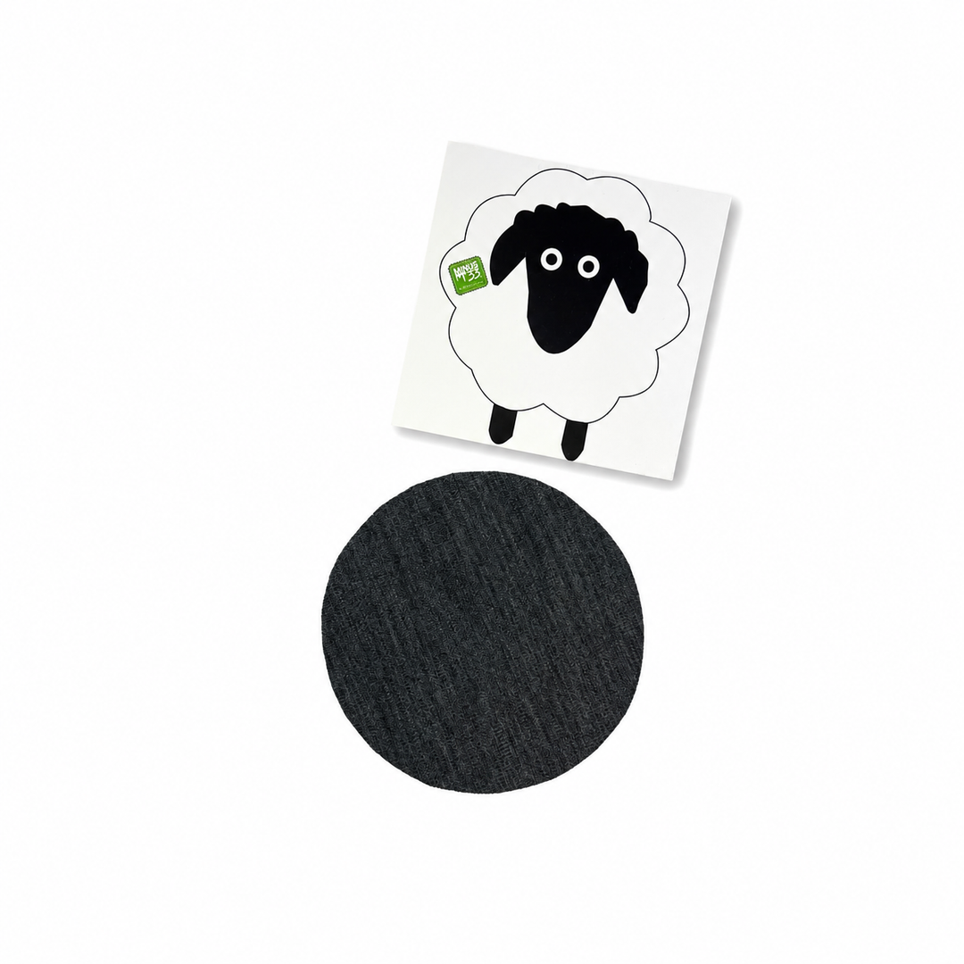 Merino wool clothing patch repair kit, set of repair patches shown flat on a white background 