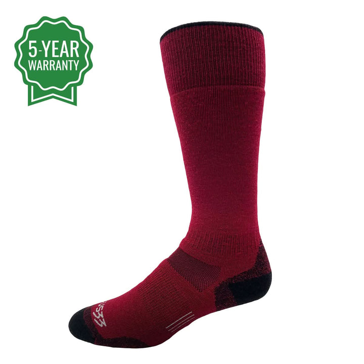 Lightweight over the calf merino wool socks. Made in USA. All season #color_true-red