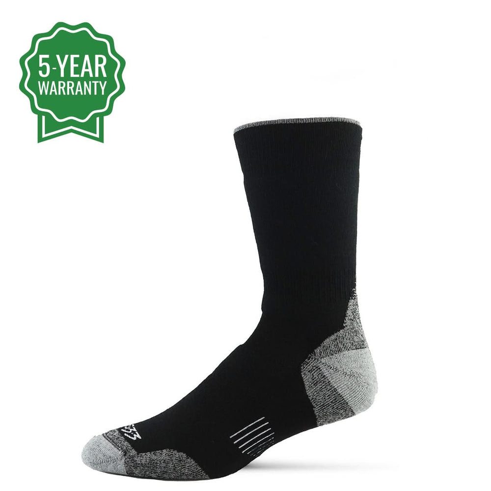 Midweight hunting socks. Winter hiking midweight wool sock crew #color_black