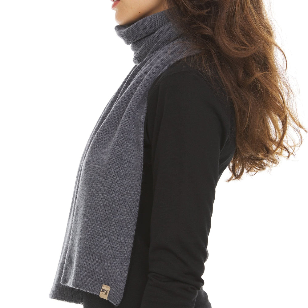 Midweight merino wool scarf Everyday warm Knit Scarf 100% Merino Wool #color_charcoal-gray
