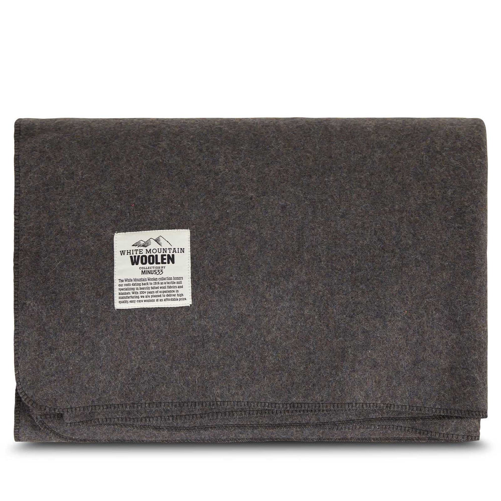 Queen sized recycled wool blanket. Color charcoal gray dark gray #color_charcoal-gray
