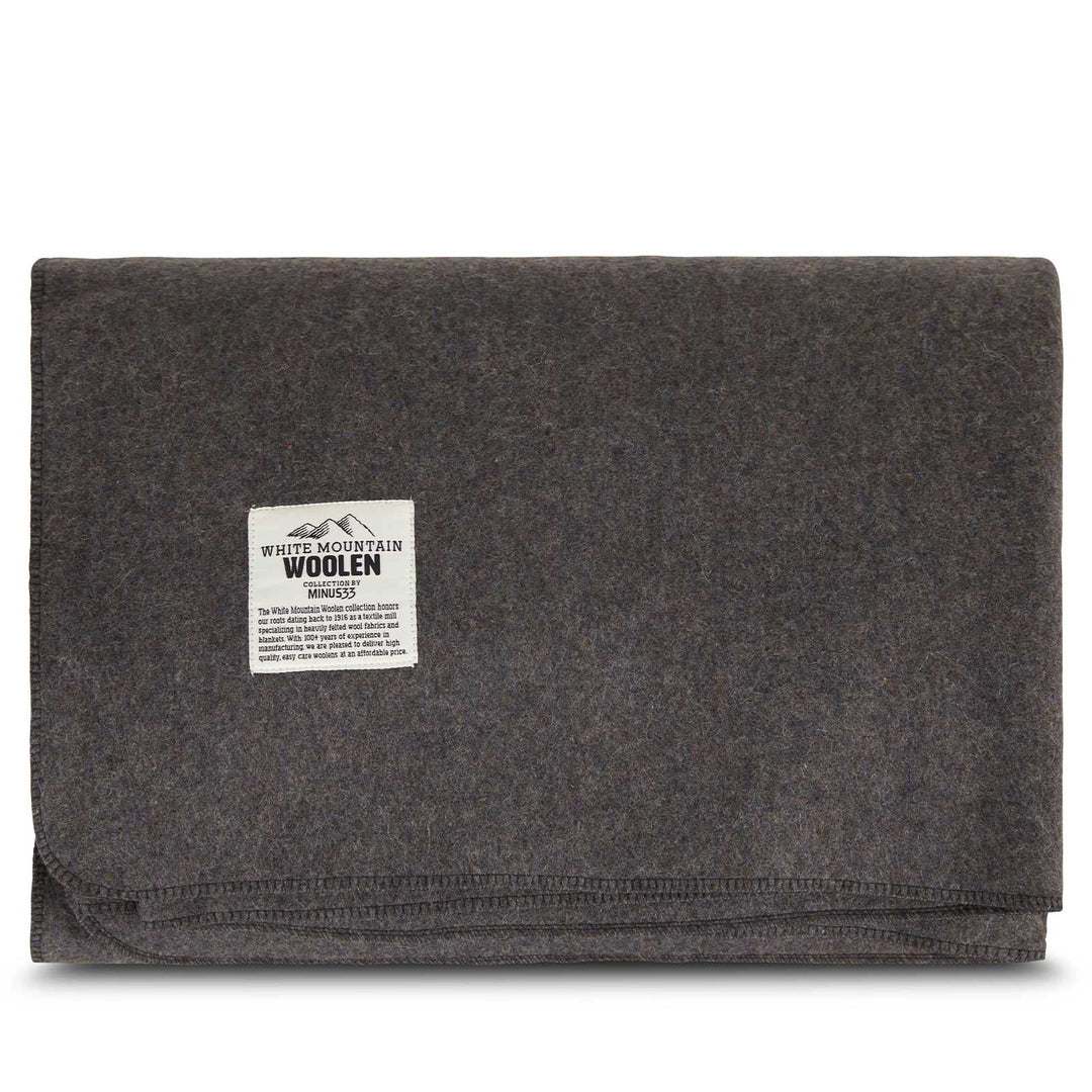 Queen sized recycled wool blanket. Color charcoal gray dark gray 