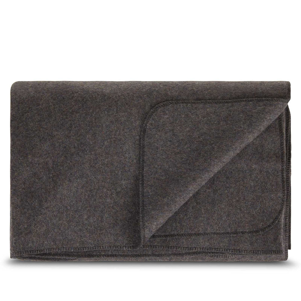 Queen sized recycled wool blanket. Color charcoal gray dark gray #color_charcoal-gray