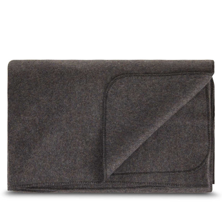 Queen sized recycled wool blanket. Color charcoal gray dark gray 