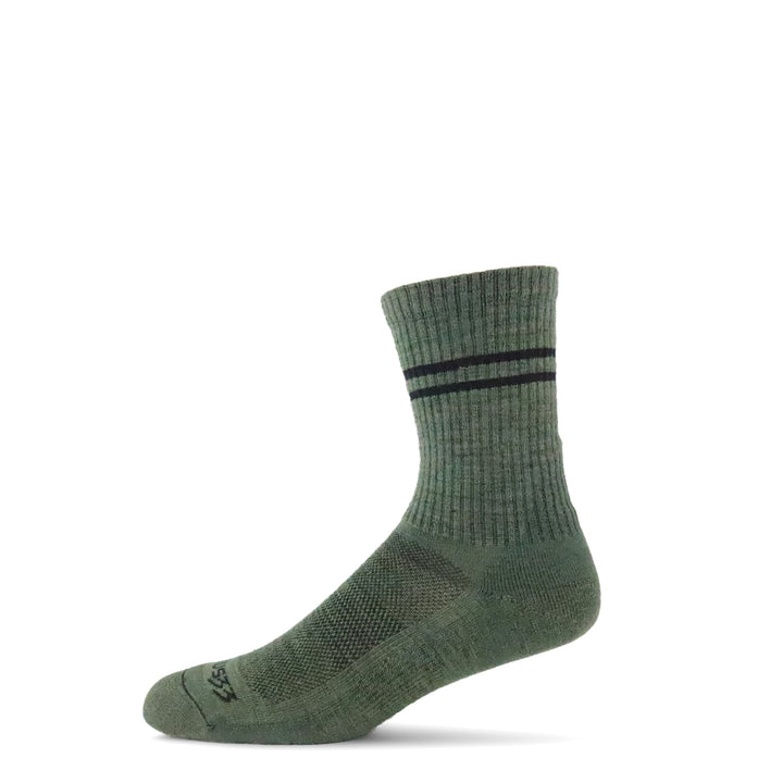 Green summer merino wool classic retro striped sock