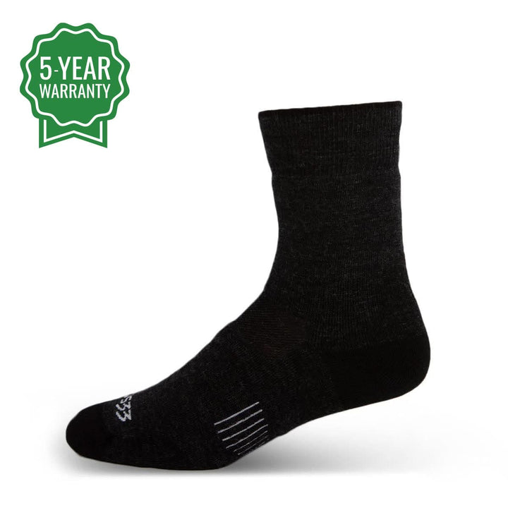 NH USA Made Merino Wool crew socks. Best all season  lightweight merino wool crew socks #color_black