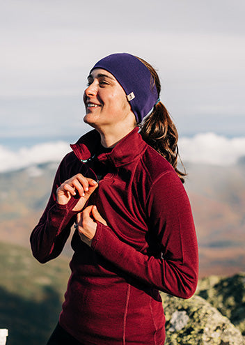 headband 1/4 zip red thumb holes red comfortable warm