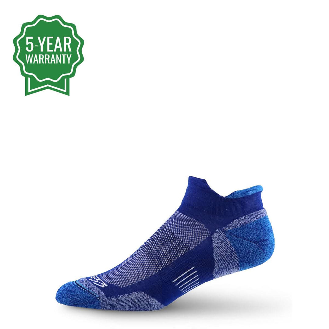 no show performance wool  cushioned running socks #color_blue